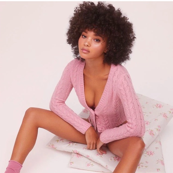 For Love & Lemons Billie Cropped Long Sleeve Cardigan Sweater - Picture 10 of 11